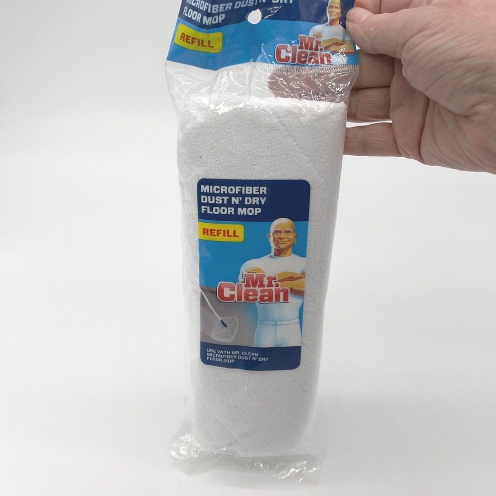 Mr Clean Microfiber Dust N Dry Floor Mop Refill White Stretch Home Utility NEW‎